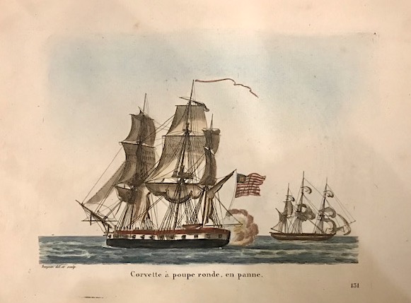 Baugean Jean Jerome Corvette à  poupe ronde, en panne 1817 Parigi